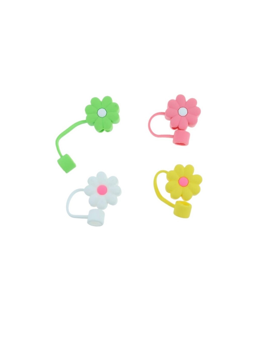 Colorful Flower Silicone Stanley Straw Covers 4 Piece Set New - Picture 2 of 4